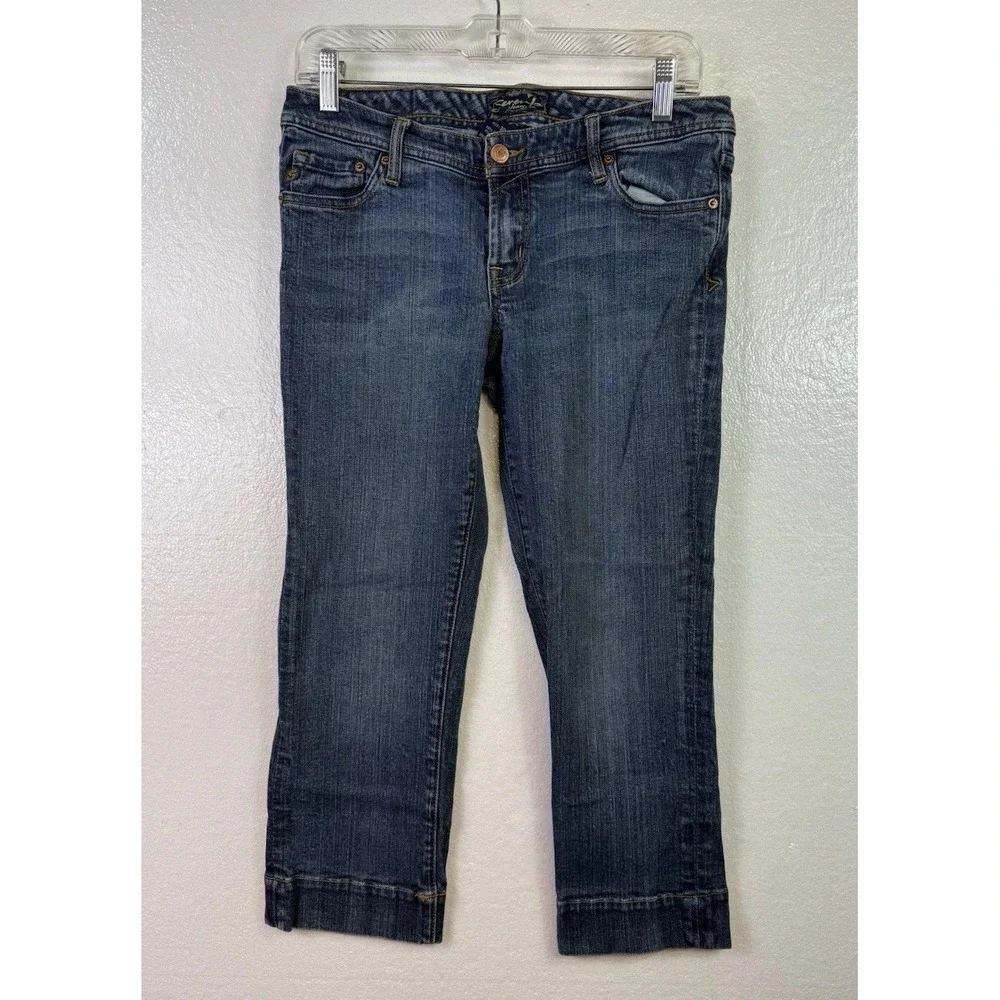 Seven 7 Capri Jeans Size 30 Blue‎ Denim Stretch Crop Distressed Hipster 30/22